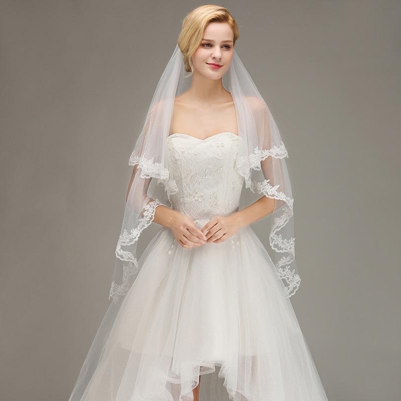 Double Bridal Veil Soft Tulle Bridal Simple Short Wedding Veil With Comb