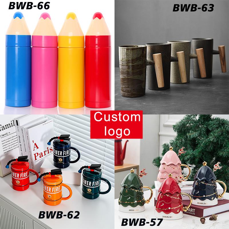 Custom Logo Gift Cup New 2024 Ceramic Logo Plastic Straw Stainless Steel Cup Variety Of Promotional Cups