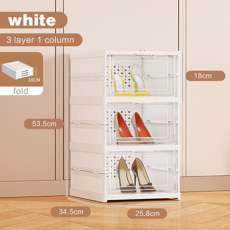 Rmier 6-layer Foldable Shoe Rack Organiser For Closet Plastic Shoe Rack Transparent Shoe Box, Stackable Door, Easy To Assemble