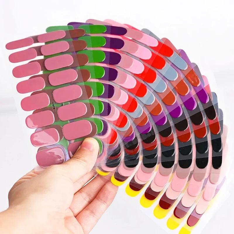 Waterproof Nail Gel Sticker Decal Semi-cured UV Lamp Gel Nail Sticker With UV Lamp, Durable