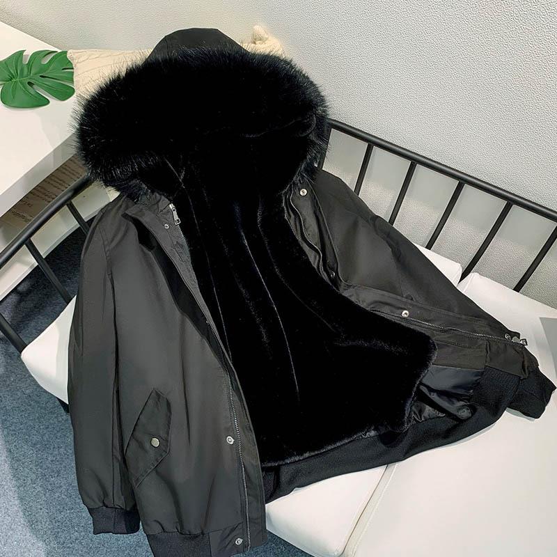 Yajanuo New Design Men's Coat Jacket Faux Fox Fur Liner Detachable Plush Hooded Custom Winter Coat Men's Solid Color Jacket