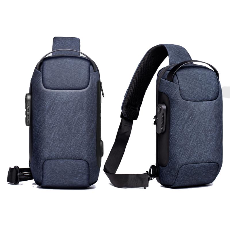 Anti-theft Men's Chest Bag Good Shape Beautiful Waterproof USB Rechargeable Crossbody Bag