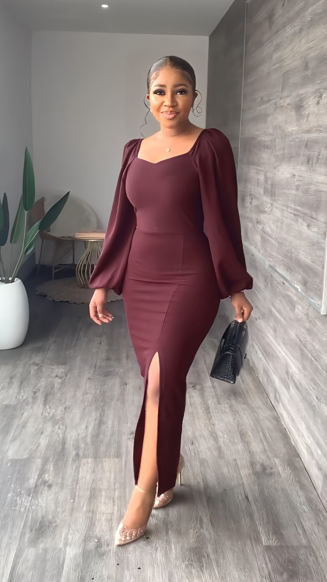 Wholesale Women Elegant Long Sleeve Midi Women