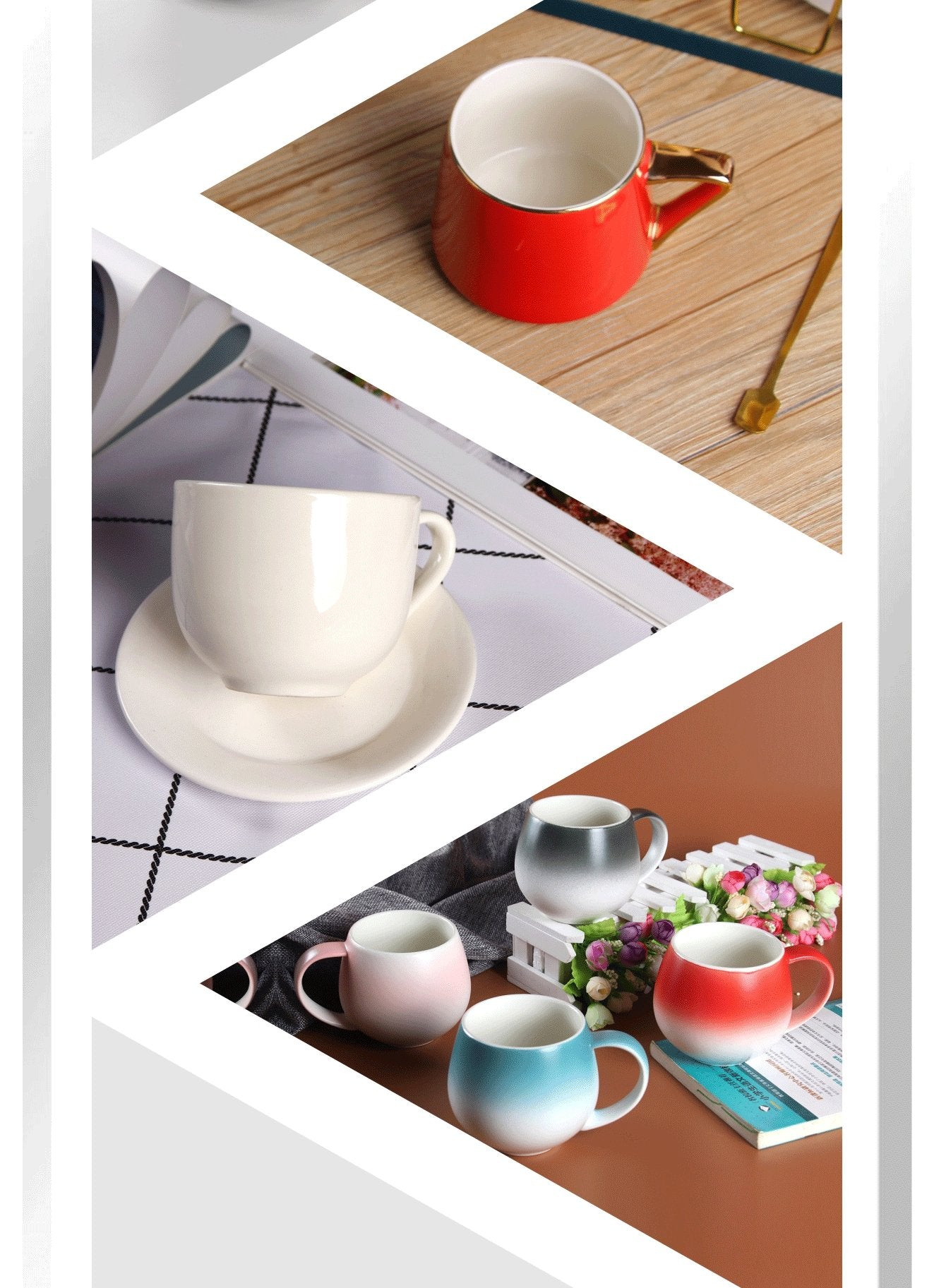 Redeco Custom Mug Luxury Creative Ceramic Plate Cup Ceramic Coffee Cup Gift Home Decorations