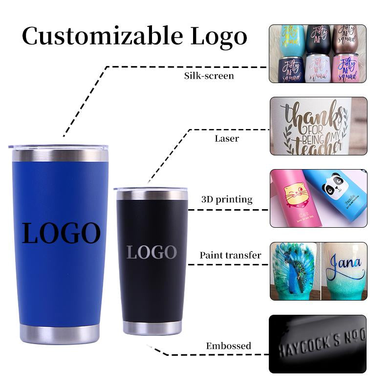 Custom Logo Double Wall 18/8 Stainless Steel 20 Oz Tumbler Travel Mug 20 Oz Powder Coated Coffee Mug Tumbler With Lid And Straw