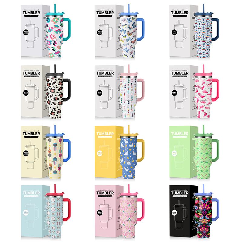 Lead-free 40 Oz Tumbler With Handle And Straw Cup Holder Friendly Dishwasher Safe Oversized Insulated Tumbler