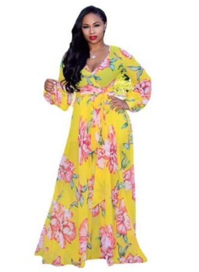 Fashion Women Maxi Printed Dress Long Plus Size 3XL 4XL 5XL High Quality Summer Beach Wear Chiffon Women Party Dress