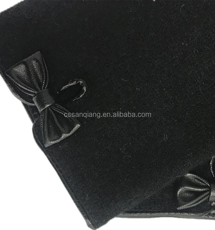 Custom Islamic Ladies Black Winter Warm Wool Hand Muslim Gloves