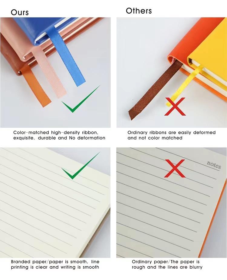 High Quality Business Office Lining Personalized Printing Notebook PU Leather Customized A5 Hardcover Journal Notebook With Logo
