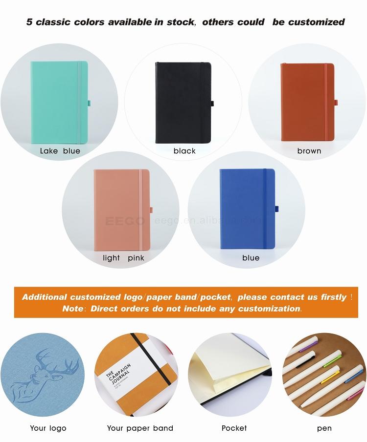 High Quality Business Office Lining Personalized Printing Notebook PU Leather Customized A5 Hardcover Journal Notebook With Logo