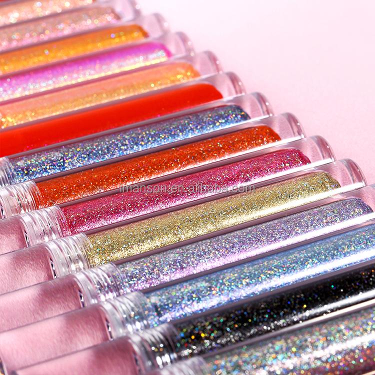 Wholesale OEM Diamond Lip Gloss Makeup High Gloss Hologram Glitter Lip Gloss