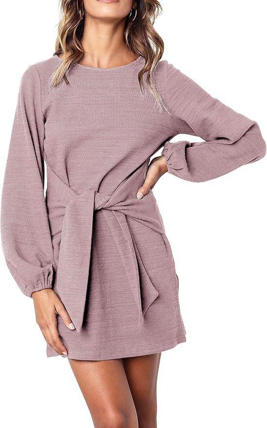 High Quality Elastic Knitted Material Lantern Sleeves Business Office New Dress Design Girls Elegant Women's Clothing