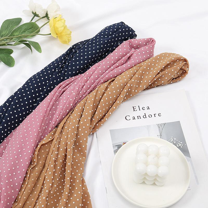 New Solid Color Foam Dot Chiffon Veil Monochrome Breathable Dot Long Veil Sunscreen Shawl Decoration Wholesale