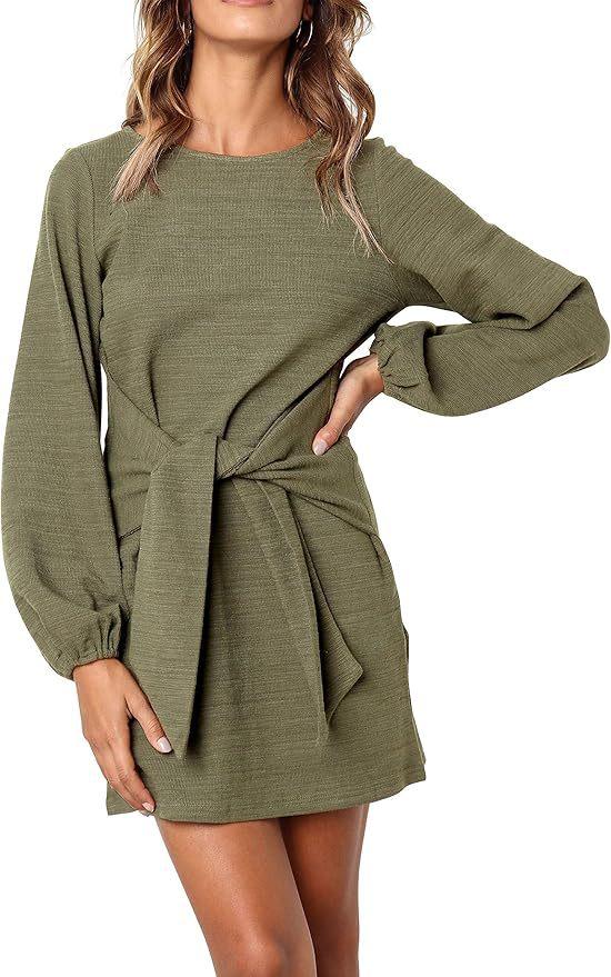 High Quality Elastic Knitted Material Lantern Sleeves Business Office New Dress Design Girls Elegant Women's Clothing
