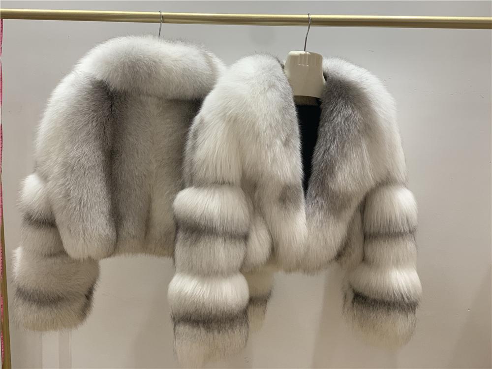 Super Luxury Full Fur 100% Natural Fur Coat Short Winter Fur Coat Women Fortune Golden Island Fox Fur Crop Top