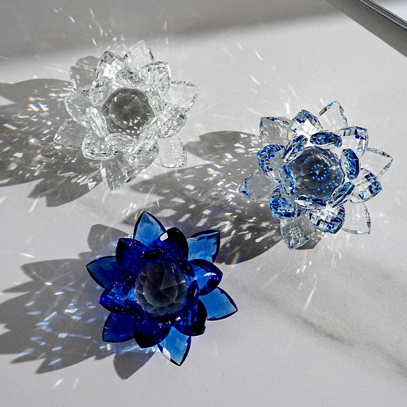 Hot Sale Exquisite Crystal Lotus Flower Jewelry Home Furnishings Large Crystal Lotus Flower Jewelry Craft Gifts