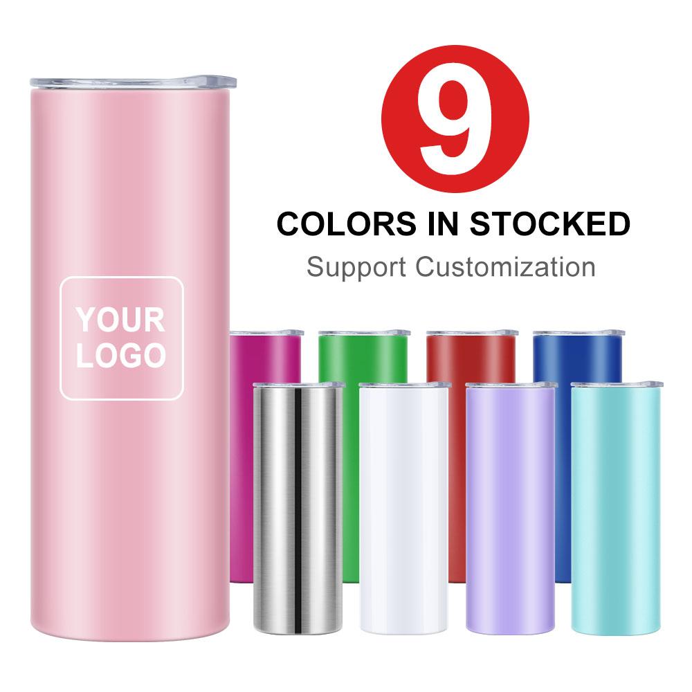 Wholesale Custom Logo 20 Oz Double Wall Stainless Steel Travel Mug Insulated Straight Thin Tumbler Cup Bulk