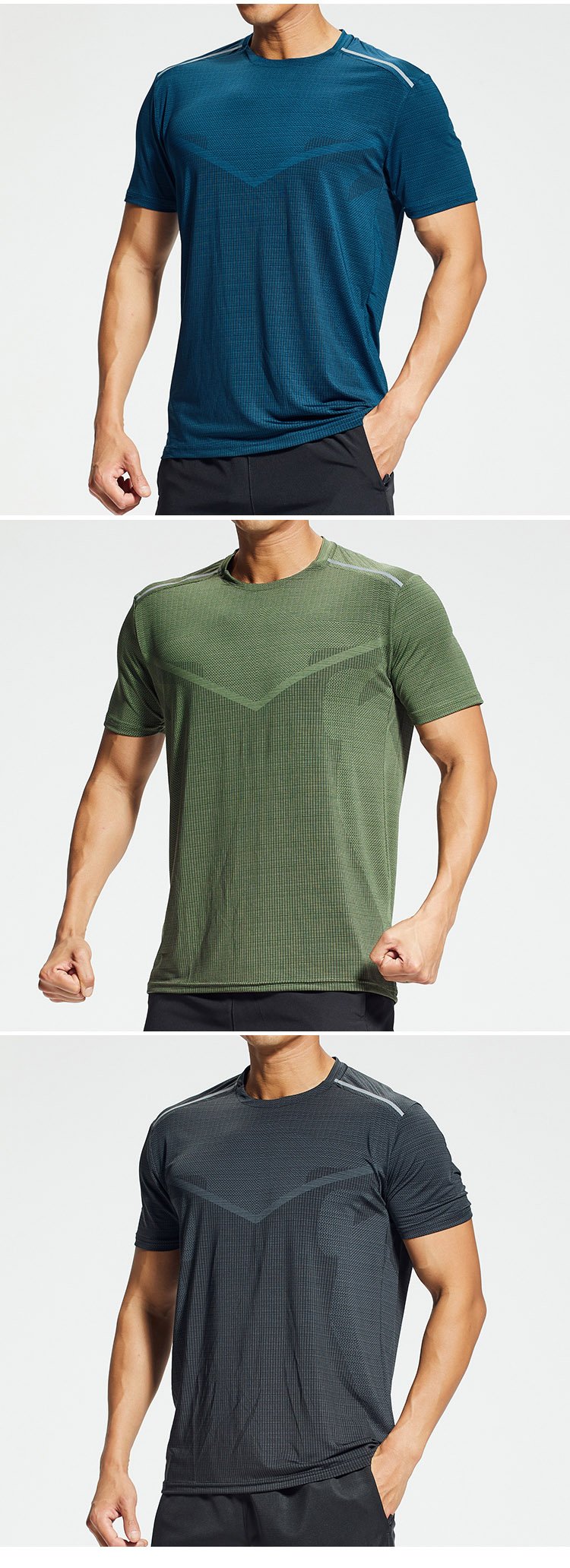Light Fit Printed Short Sleeve High Stretch Running Top Training Gym T-shirt For Men