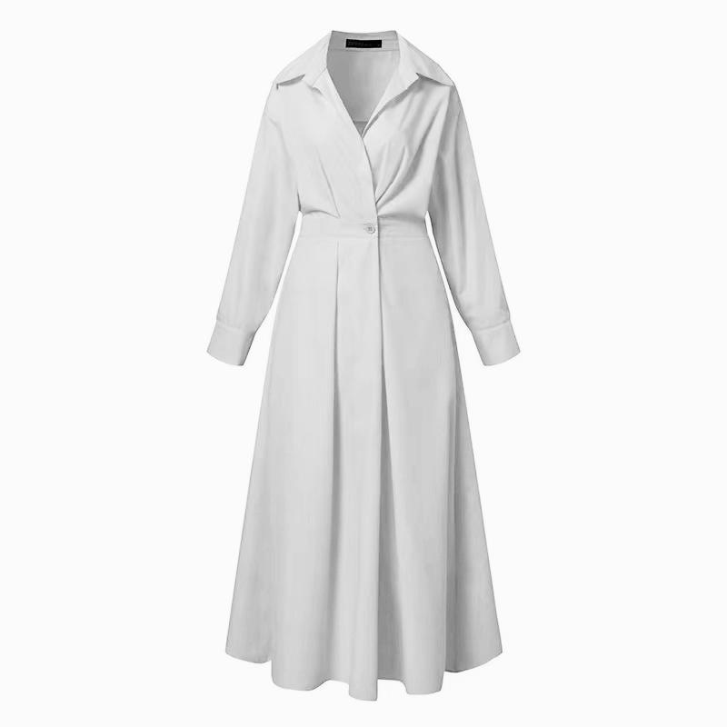 S-2XL Autumn Long Sleeve Dot Print Elegant Maxi Women's Casual V-neck Shirt Party Long Dress Nightdress Women