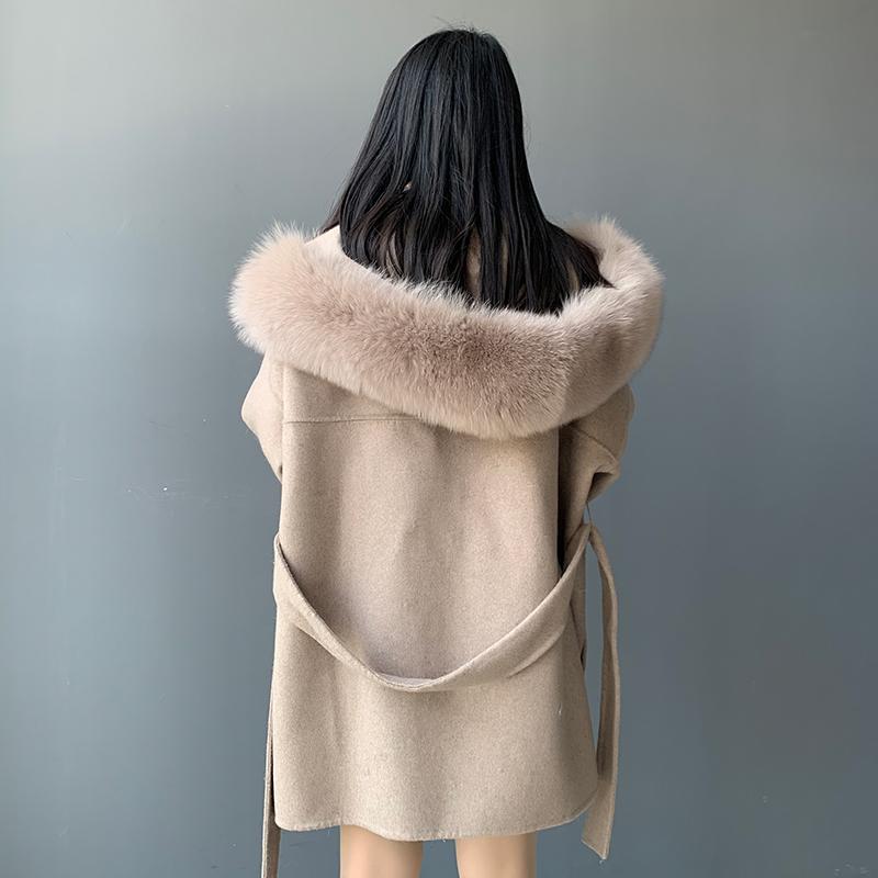 New Design Winter Women Belt Double Sided 100% Wool Windbreaker Plus Size