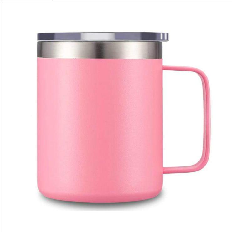 Custom Logo Camping Travel Double Wall 12 Oz 14 Oz Stainless Steel Cup Insulated Coffee Cup With Handle