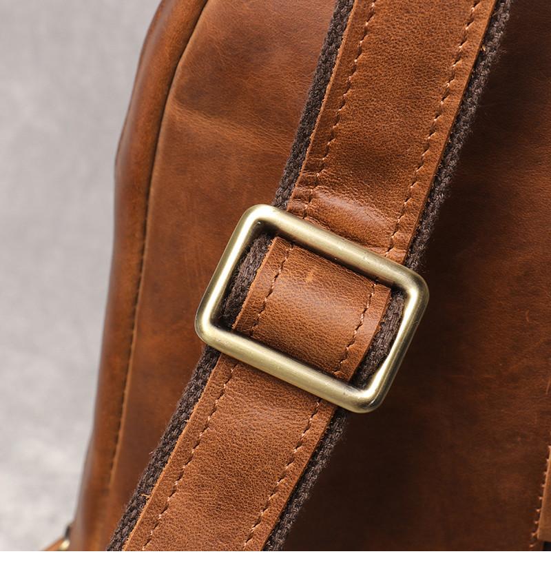 New Crazy Horse Show Leather Chest Bag Retro Genuine Leather Men's Bag Retro Casual Shoulder Bag Suitable For 7.9-inch IPad