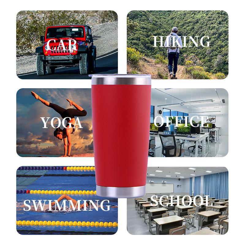 Custom Logo Powder Coated Metal Cup Double Wall Vacuum Insulated Stainless Steel 20 Oz 30 Oz Car Tumbler Cup Travel Coffee Mug