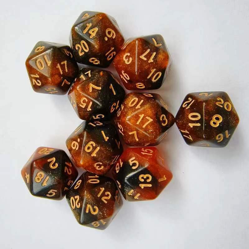 D20 Double Color Star Dice DND Game Acrylic Digital Game Polyhedral Dice Suit Polyhedral Custom Game RPG Dice