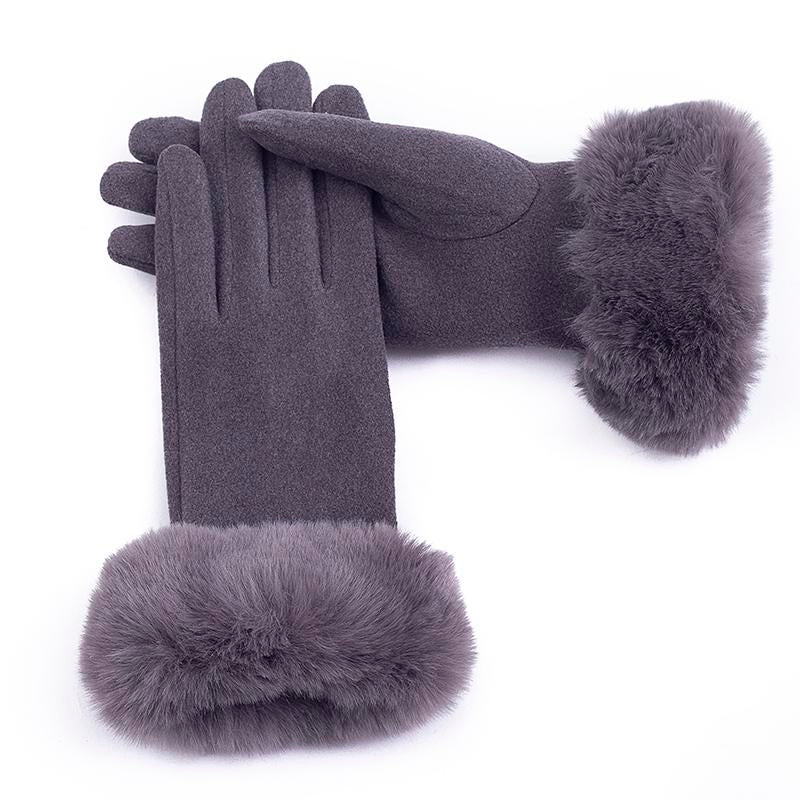 Hot Sale Winter Warm Artificial Wool Cuff Gloves Women Fashion Fleece Touch Screen Gloves