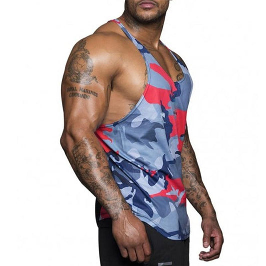 2019 Summer Men's Camouflage Sports Gym Vest Men's Muscle Sports Running Training Single Line Sleeveless Shirt Quick-drying Vest Sweatshirt