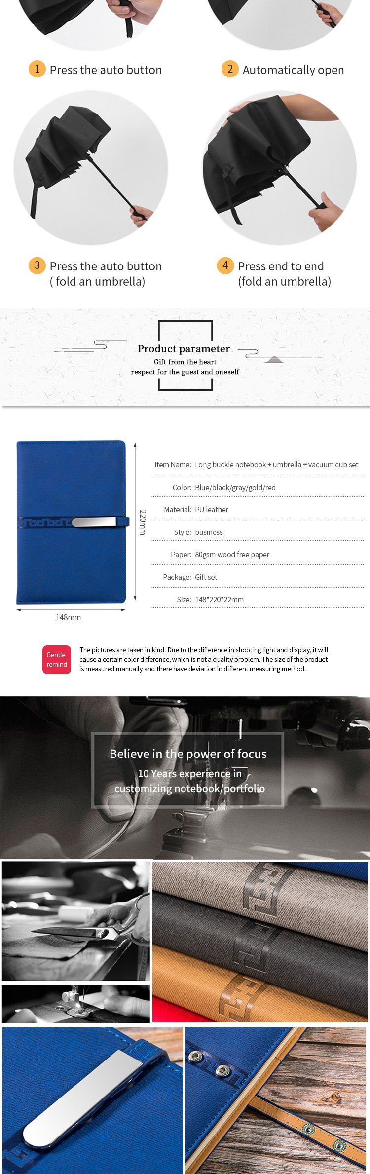 Corporate Gift Souvenirs Customized Logo For Guests Notebook Journal With Pen And Flask Umbrella USB Power Bank