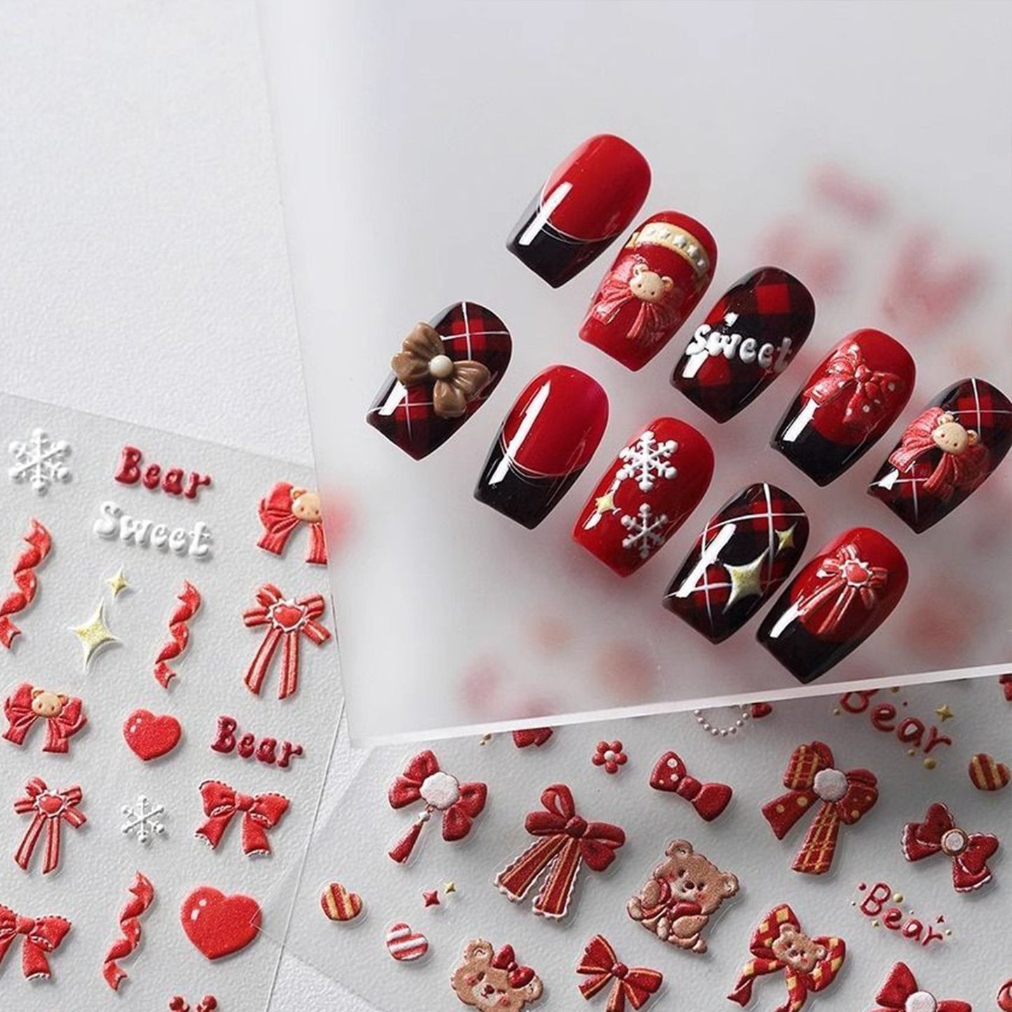 Cute Nail Art Stickers 3D 5D Embossed Nail Art Design Nail Art Supplies Women Decoration