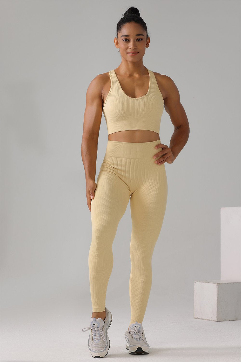 High Quality Rib Zipper 6-piece Set Active Wear Fitness Seamless Yoga Suit Sports Bra Leggings Women's Fitness Suit