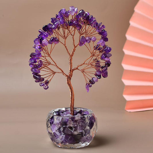 Factory direct sales natural crystal money tree handmade crystal purple home decoration ornaments