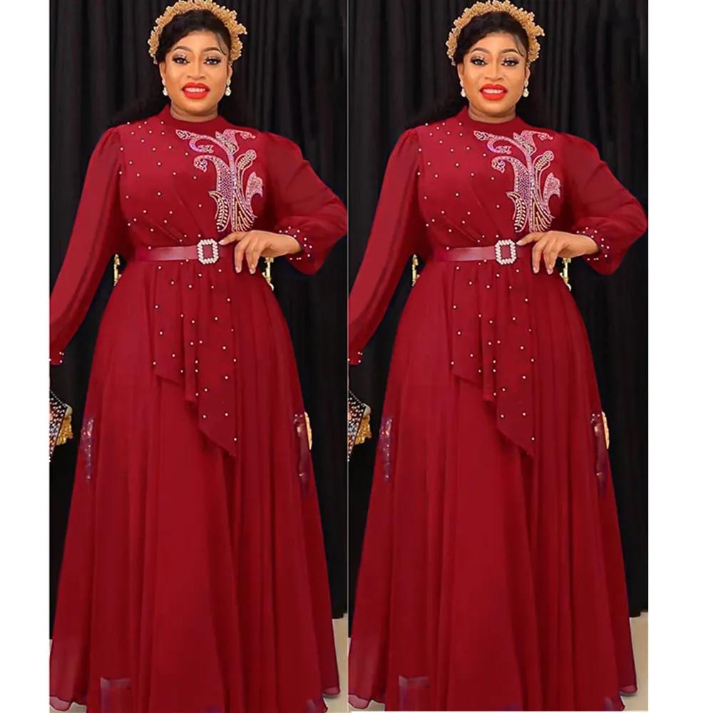 African Dress Long Dress African Costume Elegant Kaftan Muslim Chiffon Maxi Dress 2023 Plus Size Ladies Dinner