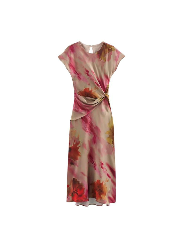 ZATRHMBM Autumn Women's Printed Long Dress 2024 New Fashion Slim A- Line Dress Elegant Women's Evening Dress