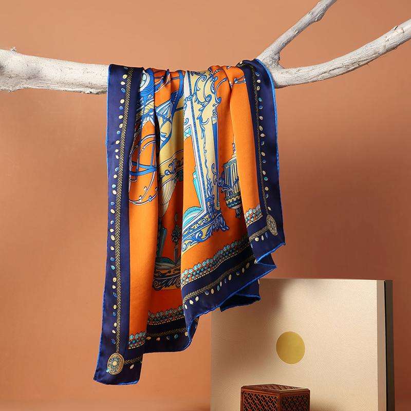 Custom 100% Silk Digital Printed Silk Twill Scarf Custom Printed Silk Scarf