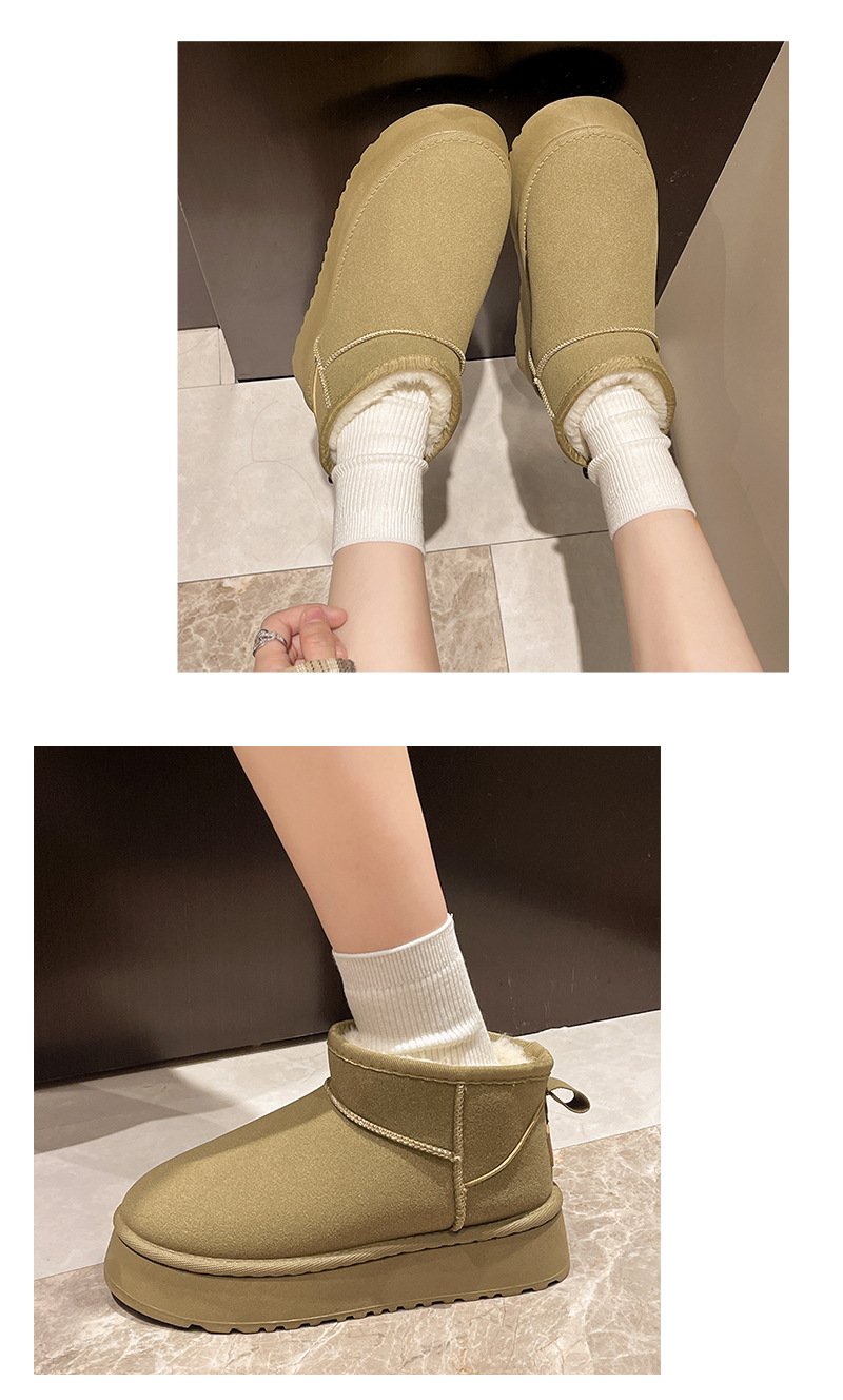 Wholesale Winter Unisex Thickened Warm Non-slip Suede Waterproof Shoes Round Toe Design Couple Women Snow Boots Slippers