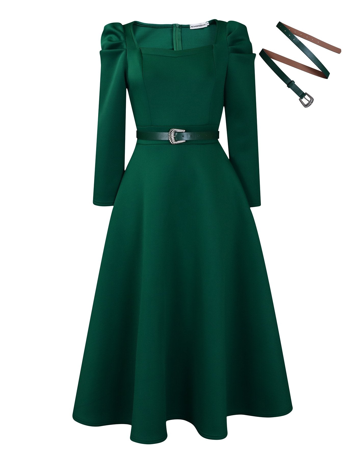 2024 Wholesale African Women's Elegant Long Puff Sleeve Square Collar Solid Color Maxi Plus Size Dress