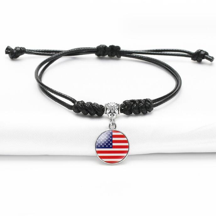 Wholesale New Handmade Braided Rope North American Flag Haiti Bracelet