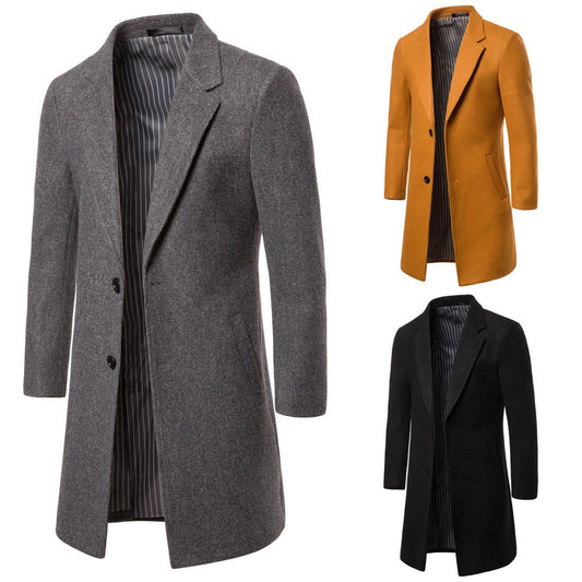 Wholesale Hot European And American Wool Lapel Medium Coat Jacket