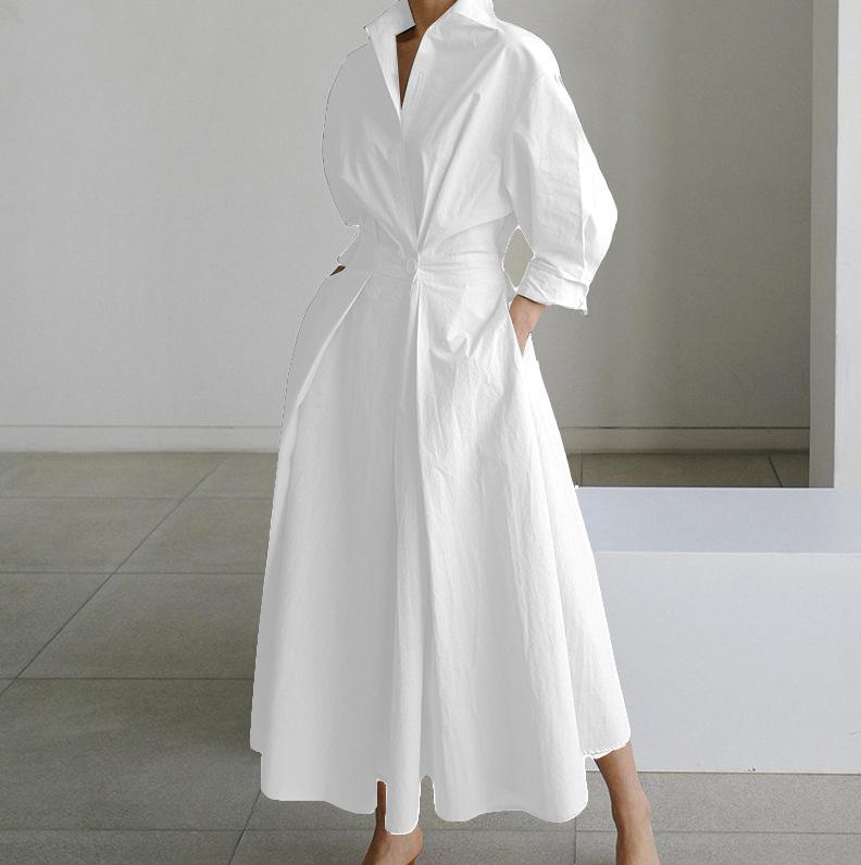 S-2XL Autumn Long Sleeve Dot Print Elegant Maxi Women's Casual V-neck Shirt Party Long Dress Nightdress Women