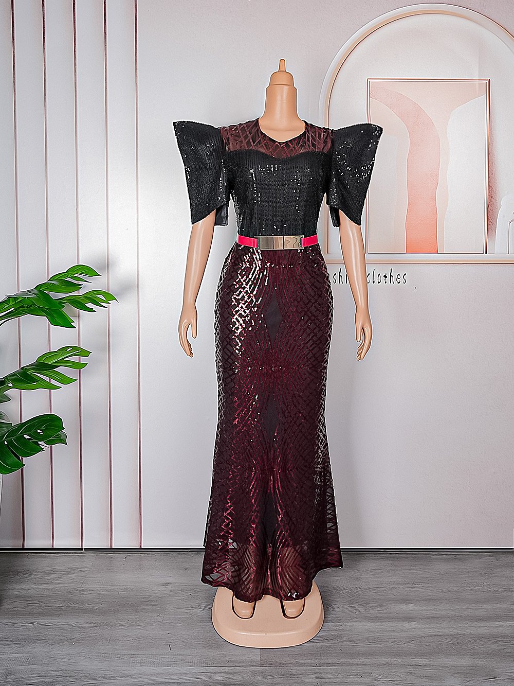European And American 2024 New Year's Eve New Arrival Sequin Christmas Party Evening Dress African Women's Dress Plus Size Dress
