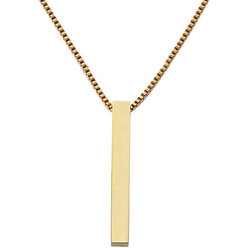 Stainless Steel Plain Vertical Rod Pendant Necklace Hot Sale Custom Carved Blank Rod Pendant Necklace