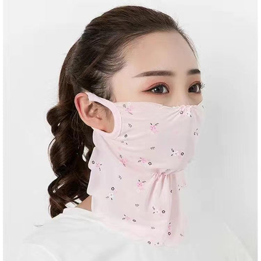 Manufacturers Provide A Size Suitable For All Floral Masks Sunscreen Ice Silk Veil Women Outdoor Travel Essential