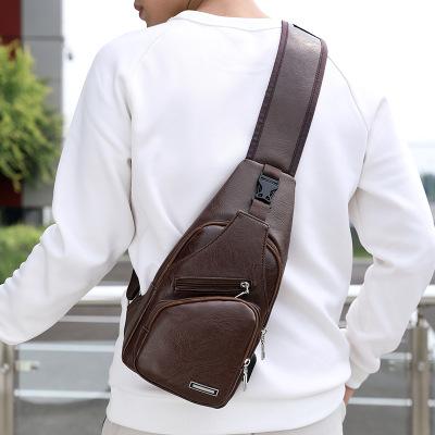 Wholesale Customizable Leather Men's Crossbody Bag Outdoor Shoulder Bag Multifunctional Chest Bag Men's Casual Sling Travel