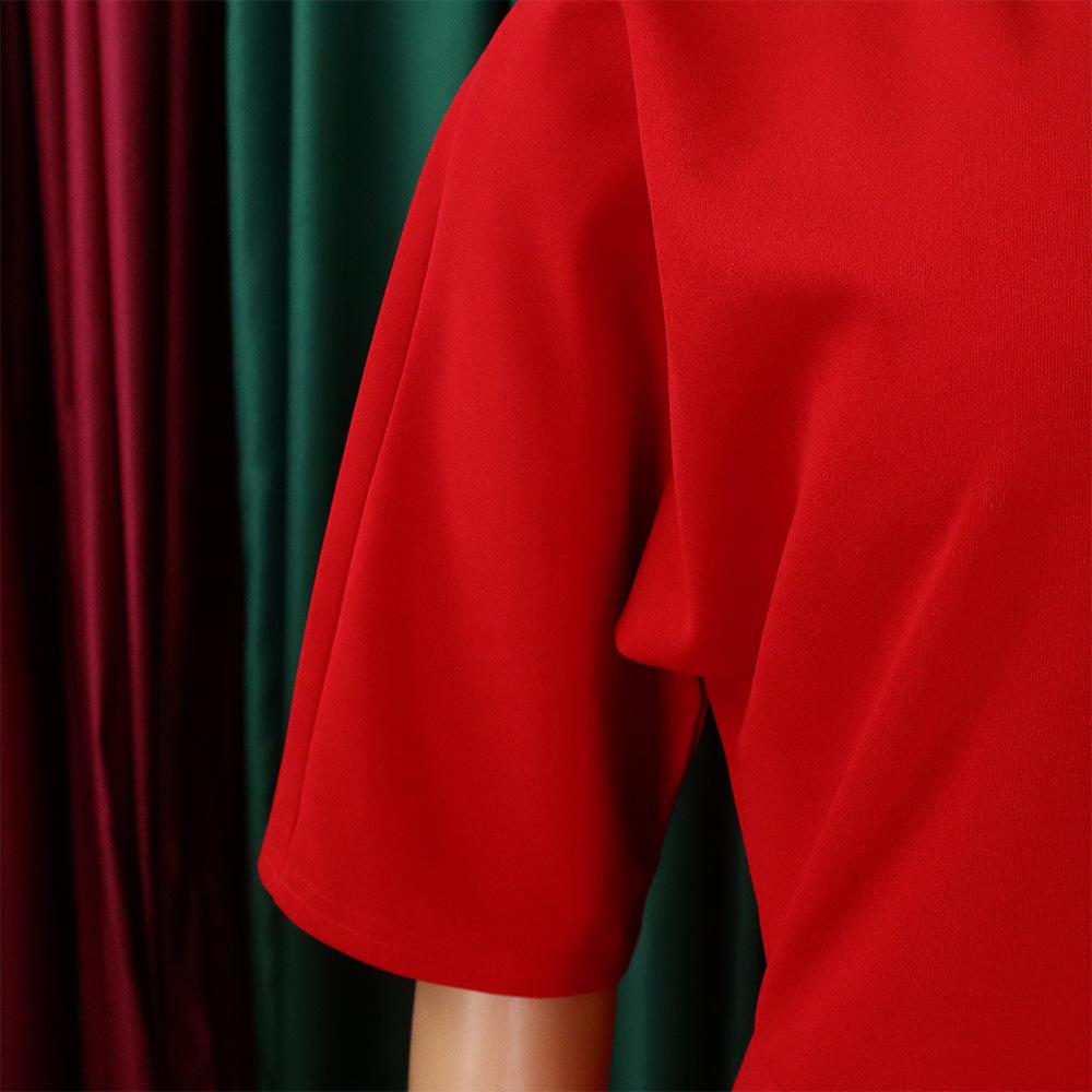 Latest Design Custom V-neck Waist Fashion Short Sleeve Pleated Irregular Tight Fashion Casual Dress