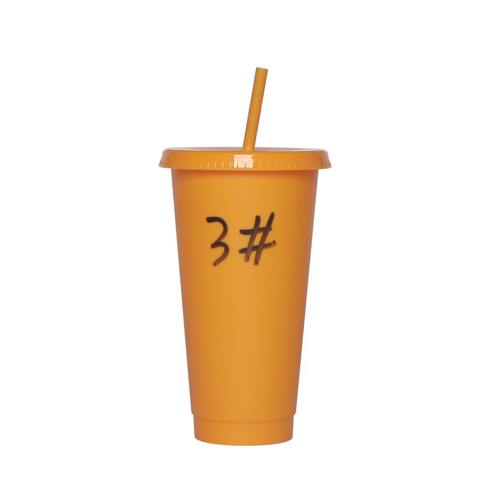 Plastic Tumbler Coffee Black Reusable 24 Oz Frosted Drink Cold Cup With Lid And Straw