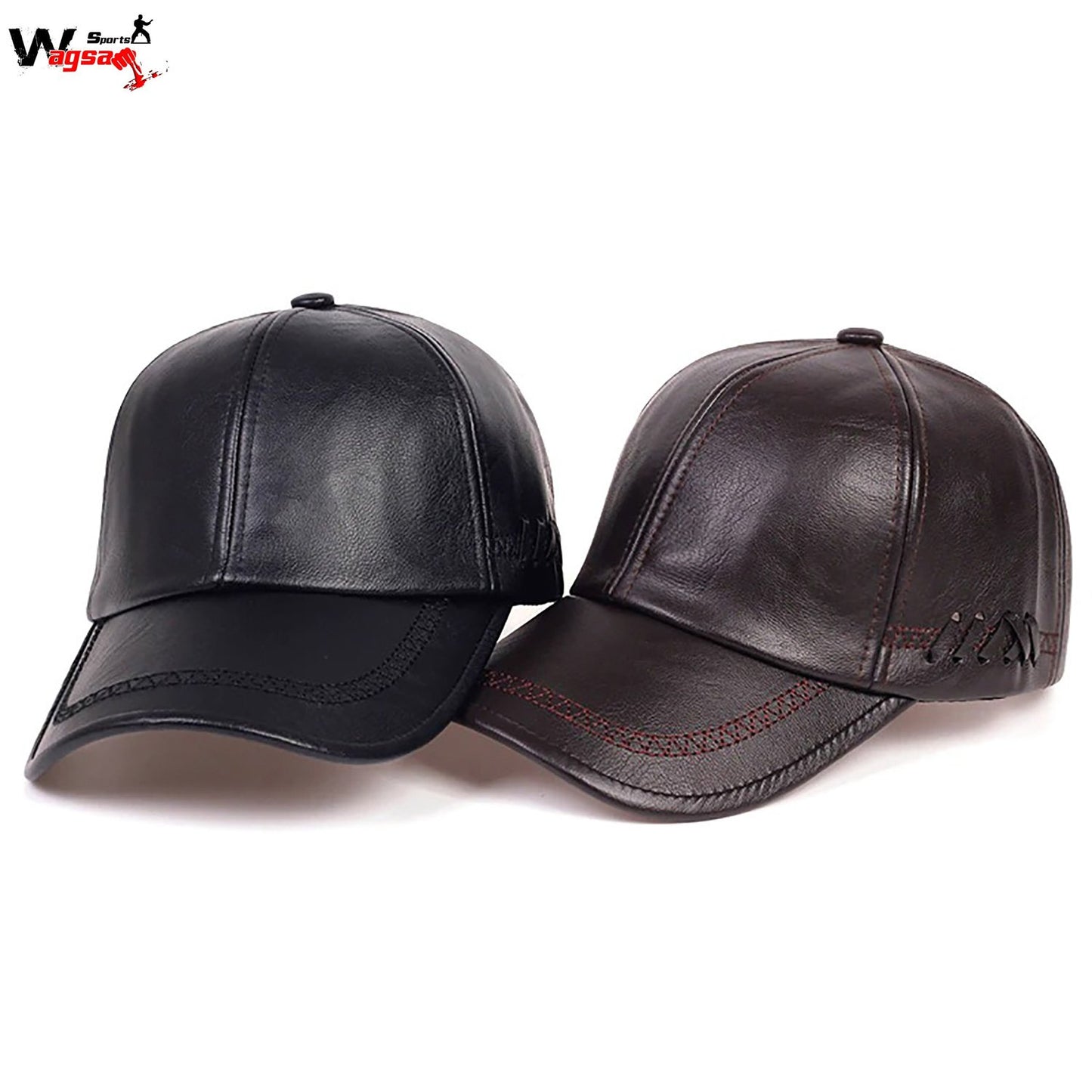 Fashion Solid Winter Leather Baseball Men's Autumn Color Warm Black Hat