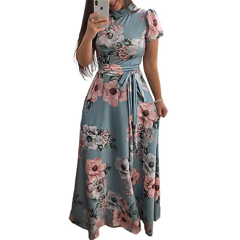 Modern Fashion Women Clothing Women Flower Print Long Dress